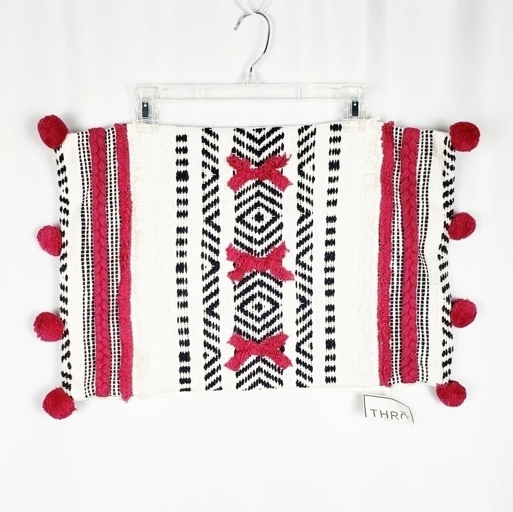 THRO boho pom pom pillowcase NWT